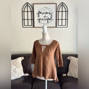 Sula Burnt Orange Top NWT Size L Boho Whimsical 100% Cotton Hippie Casual